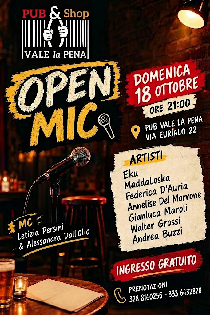 Open Mic al Pub Vale La Pena - FREE ENTRY
