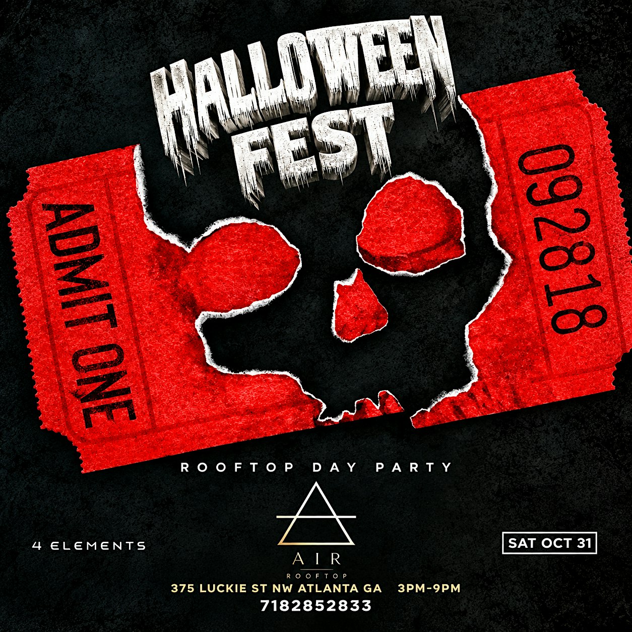 Halloween Fest Rooftop Day Party at Air Rooftop Lounge