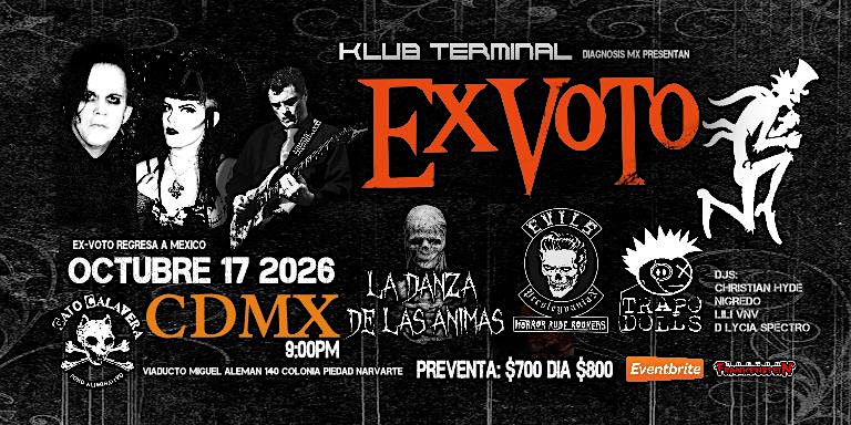 EX-VOTO EN CDMX SABADO 17 DE OCTUBRE 2026 9PM