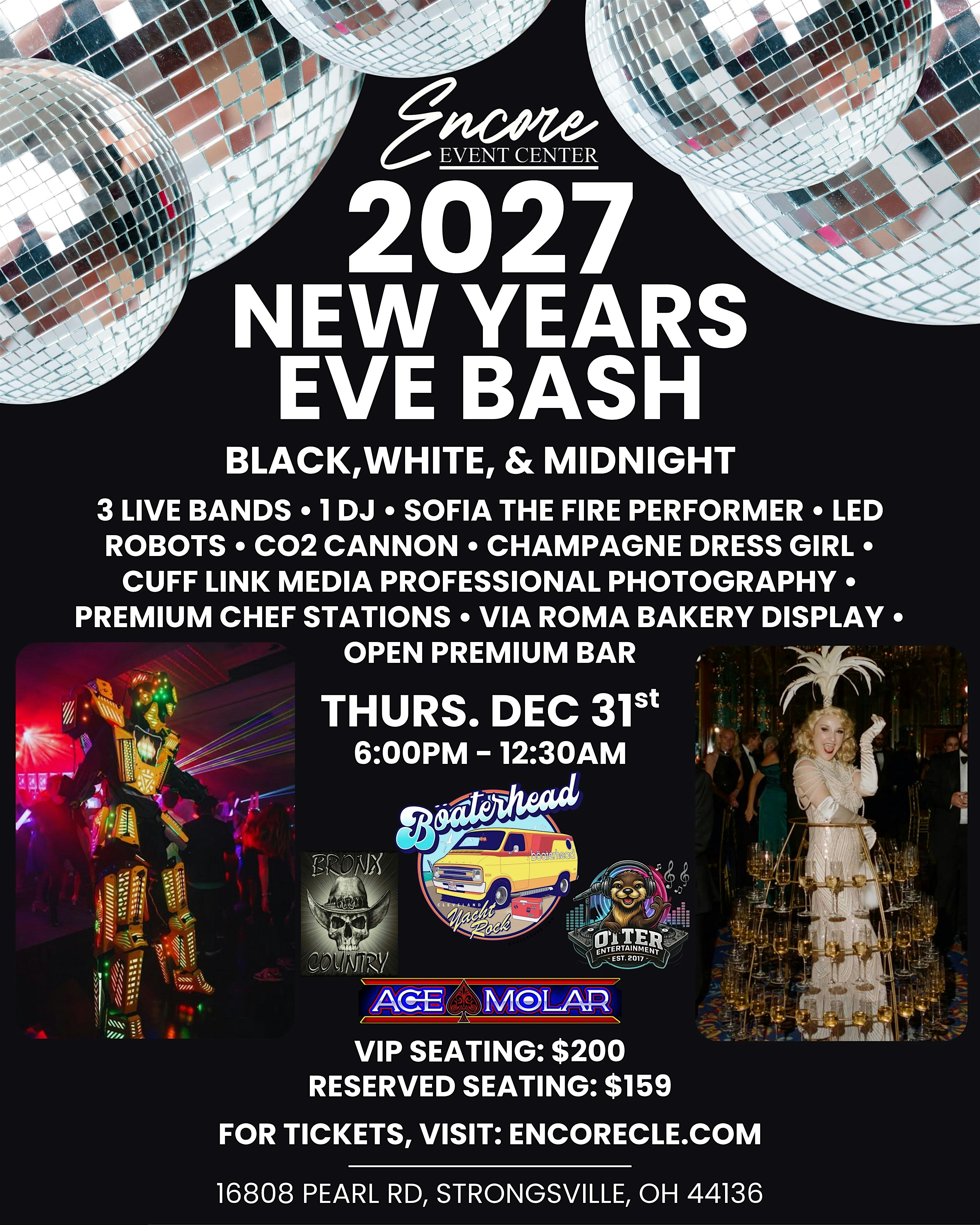NYE AT ENCORE WITH BOATERHEAD/BRONX COUNTRY/ACE MOLAR/OTTER ENTERTAINMENT