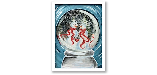 Christmas Snowman Family Snow Globe in Shadow Box Frame Paint Sip Art Class