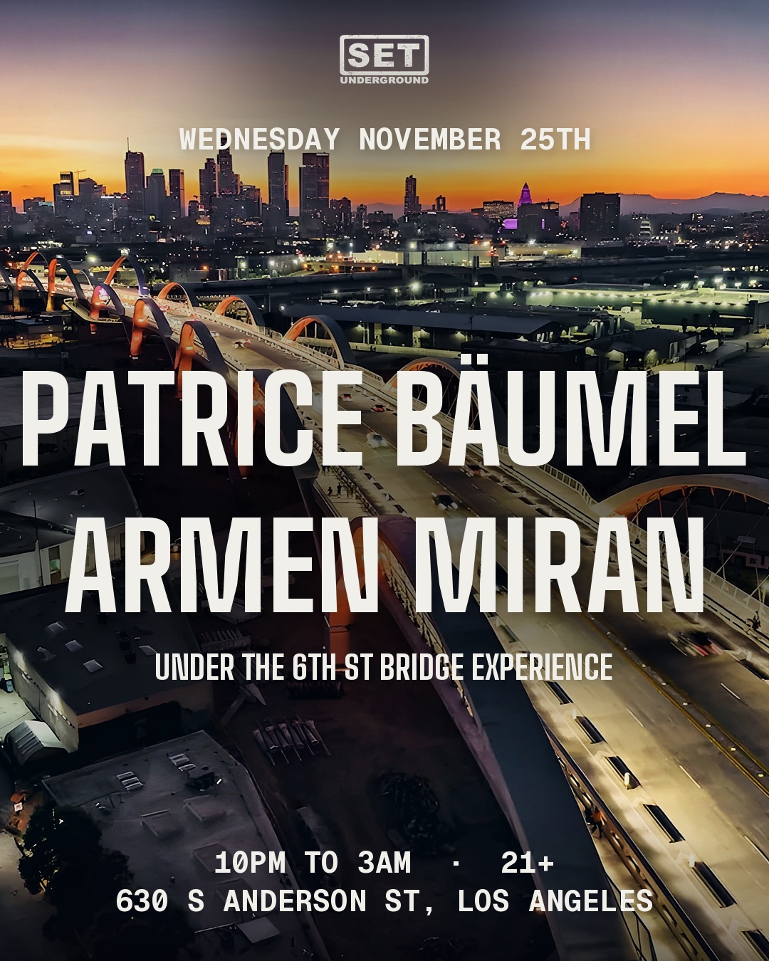 SET w/Patrice Baumel & Arman Miran under the 6th Bridge in LA