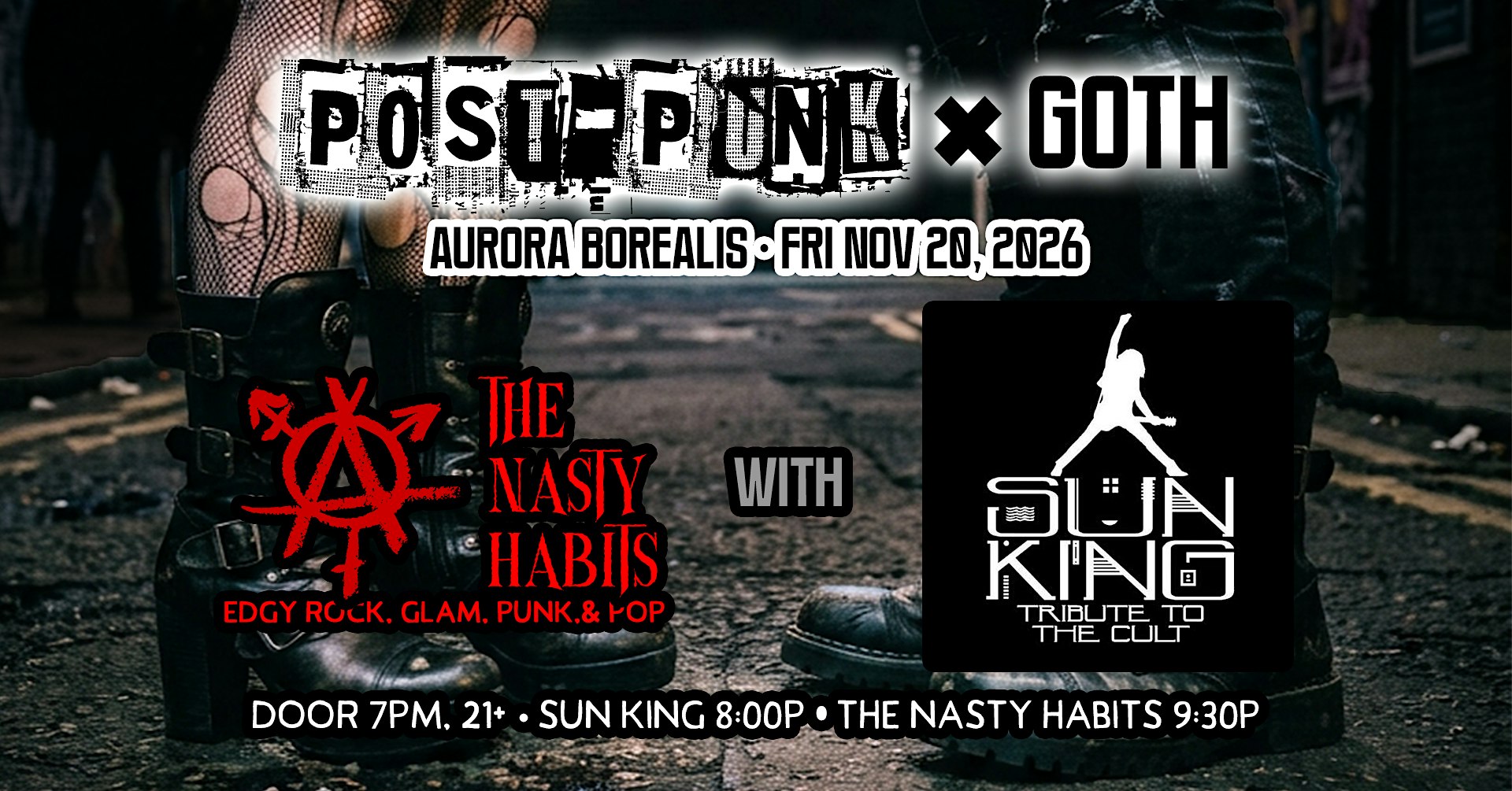 Post-Punk + Goth Night with The Nasty Habits & Sun King