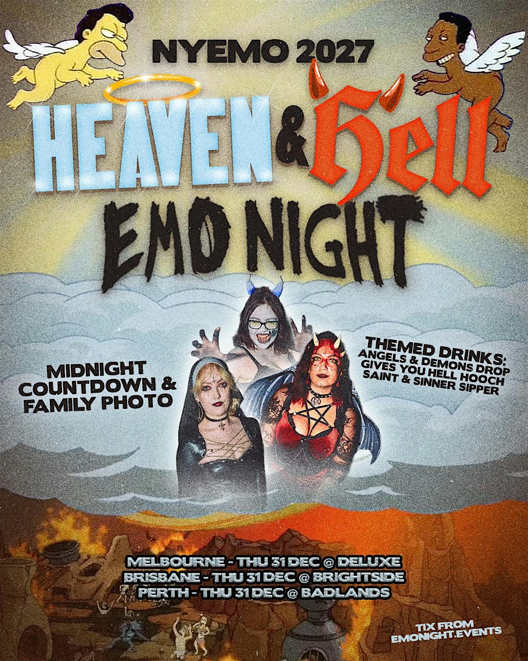 NYEMO 2027 HEAVEN & HELL - NEW YEARS EVE - NYE EMO NIGHT MELBOURNE
