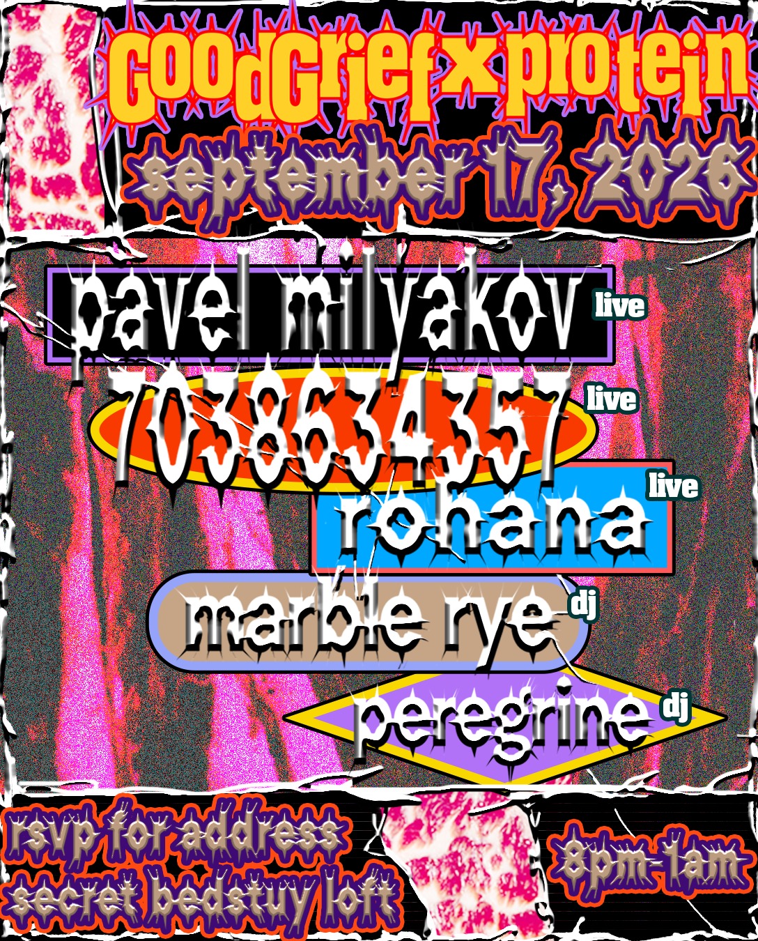 Good Grief x Protein present: Pavel Milyakov, 7038634357, Rohana, MARBLE RYE, Peregrine