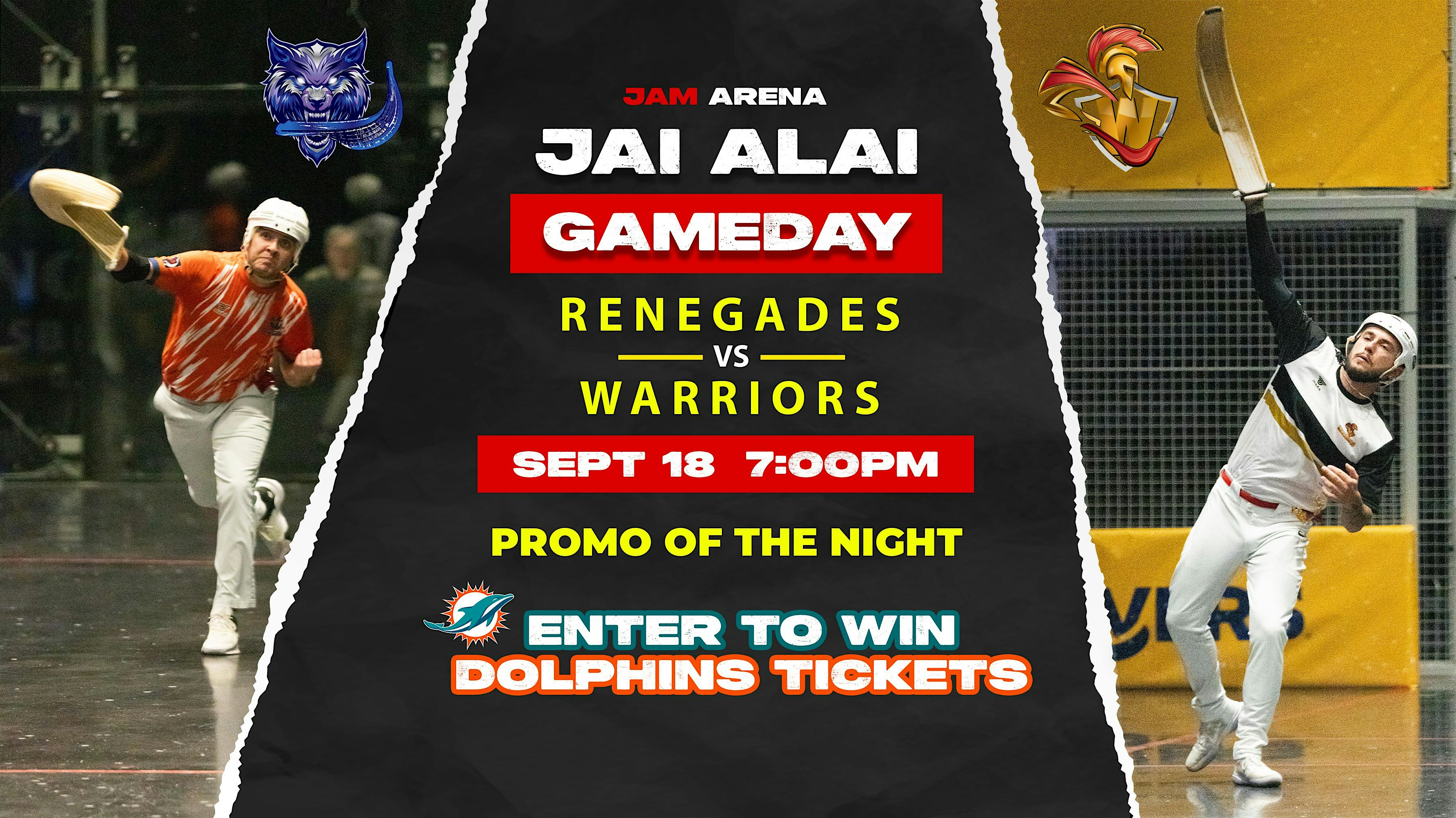 World Jai Alai League: Renegades vs Warriors | Fri, Sept. 18