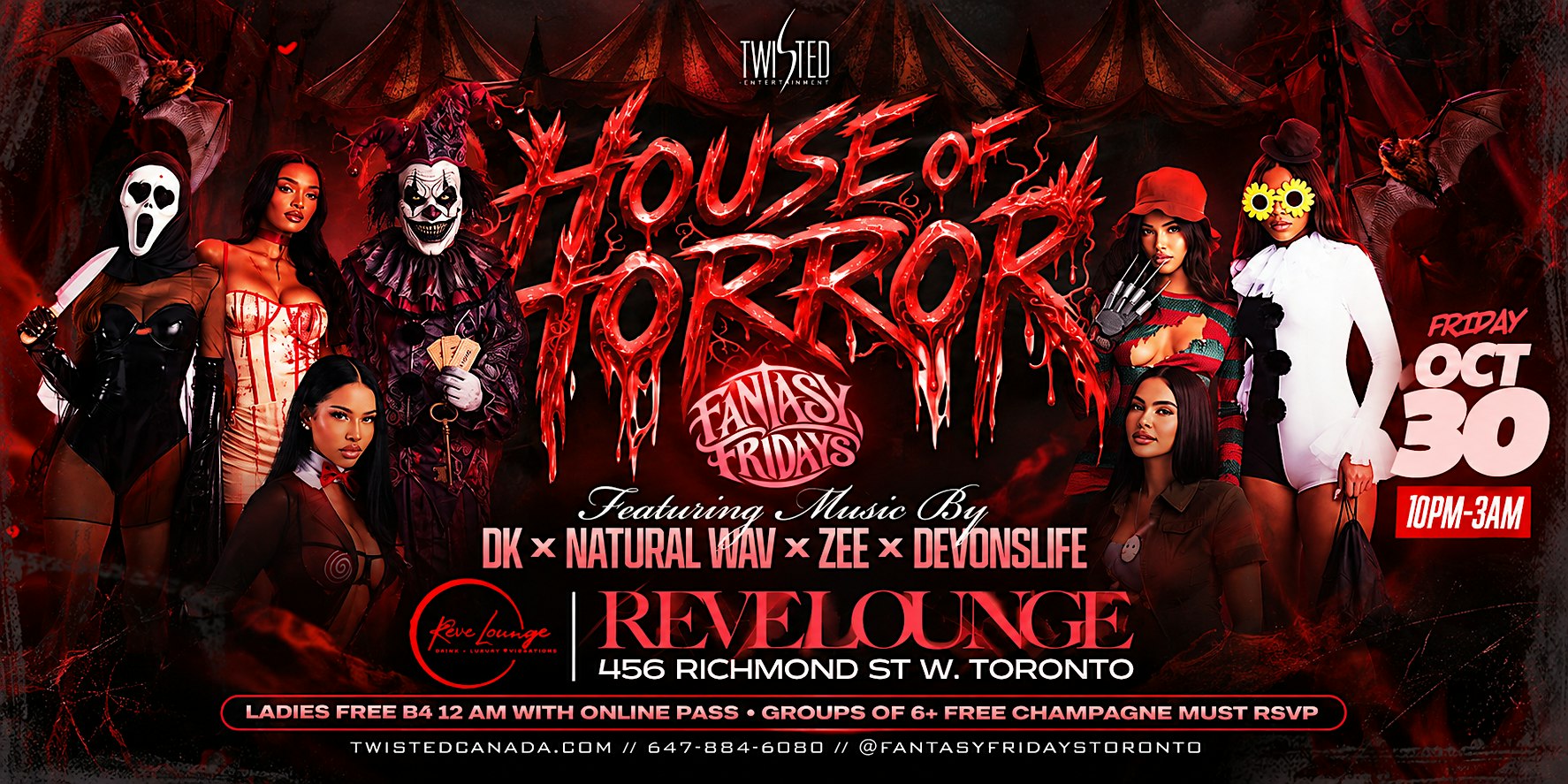 House of Horror | Fantasy Fridays | Fri Oct 30 | Reve Lounge