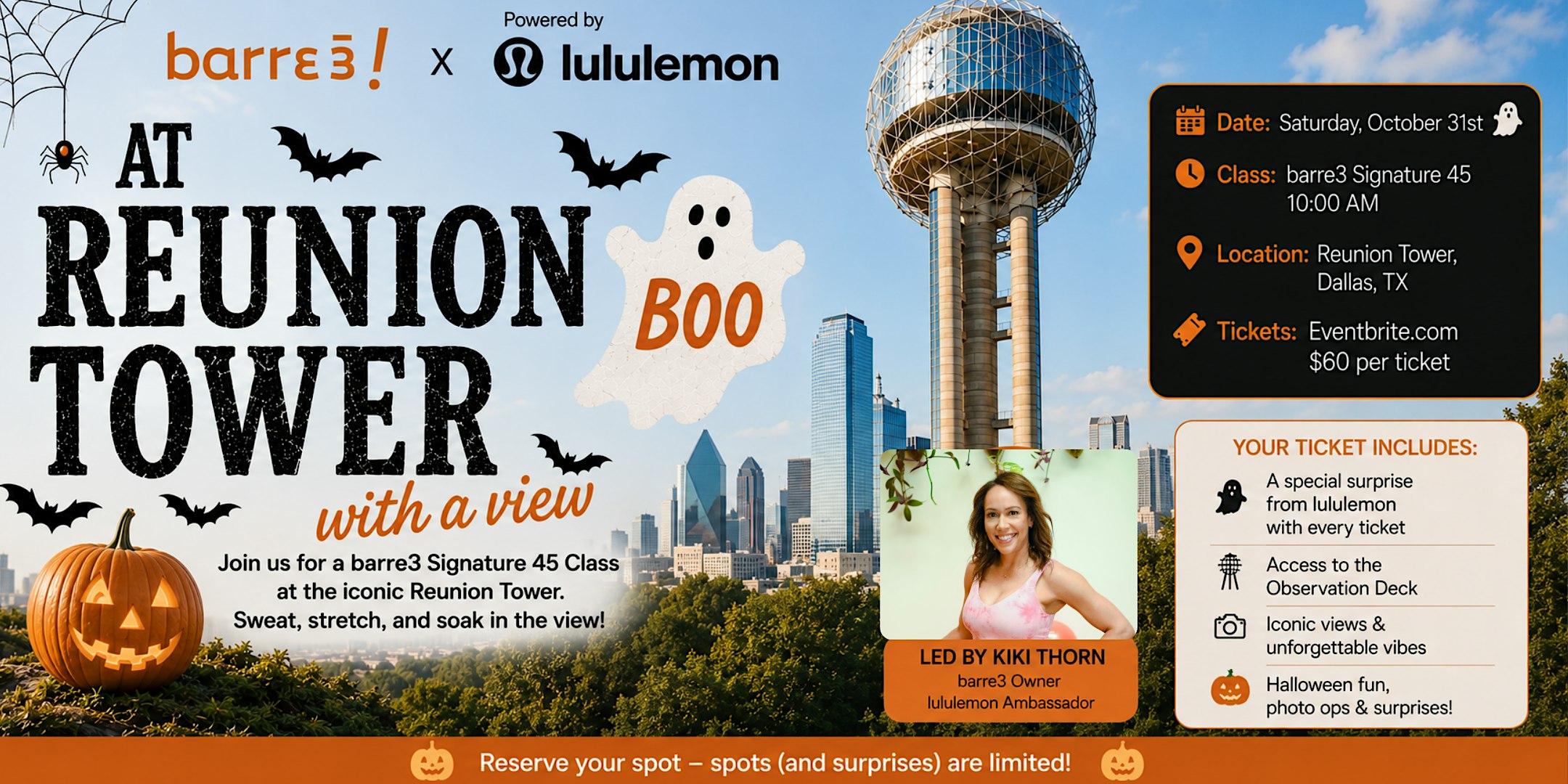 barre3 Signature Class at Reunion Tower & lululemon Surprise