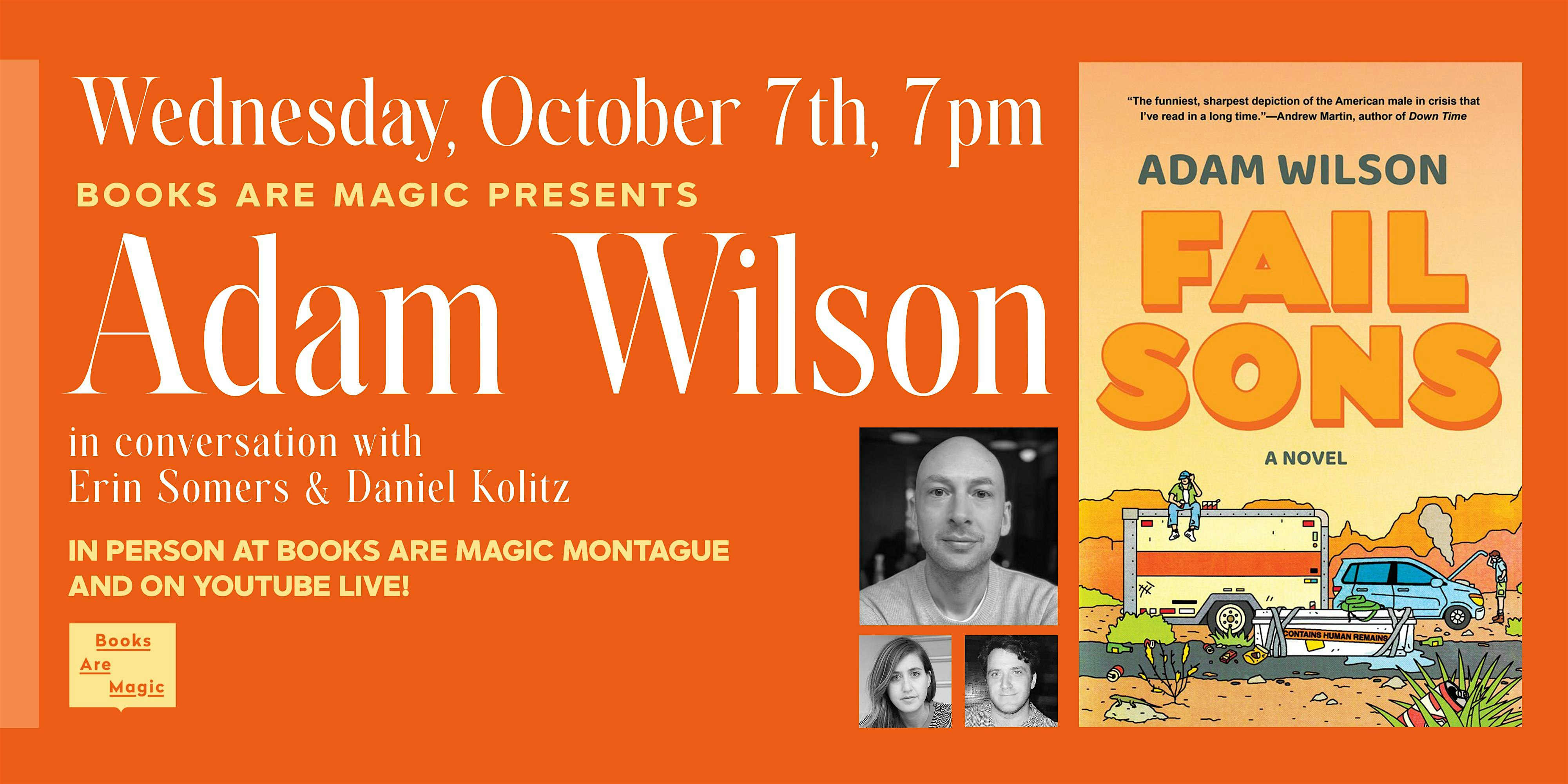 In-Store: Adam Wilson: Fail Sons w/ Erin Somers & Daniel Kolitz