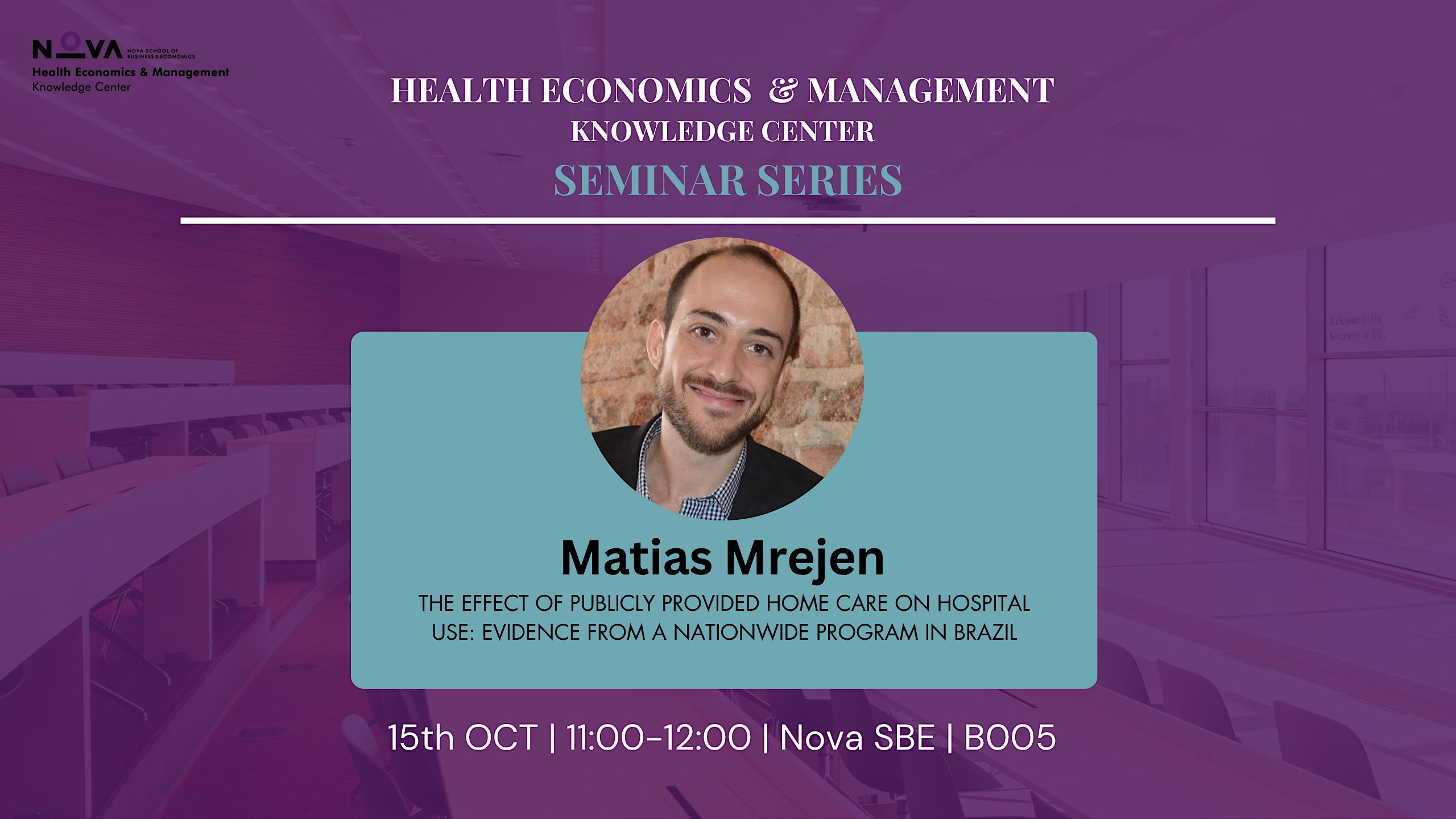 NOVA SBE HEALTH ECONOMICS & MANAGEMENT SEMINAR SERIES – OCTOBER 2026