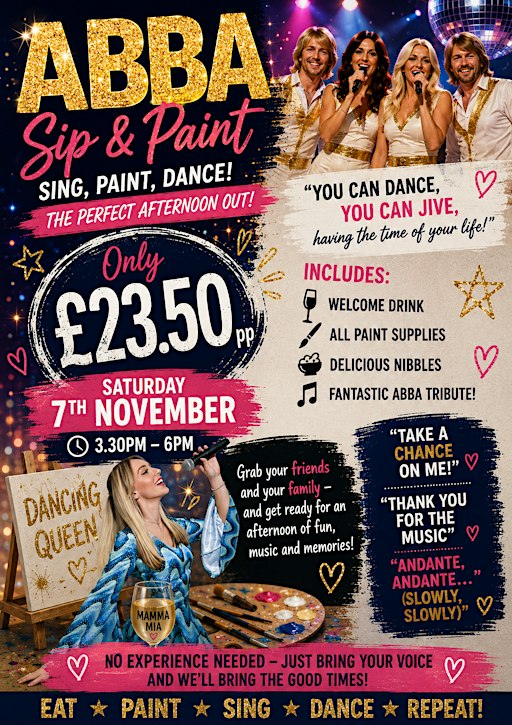 Abba paint and sip with Live singer