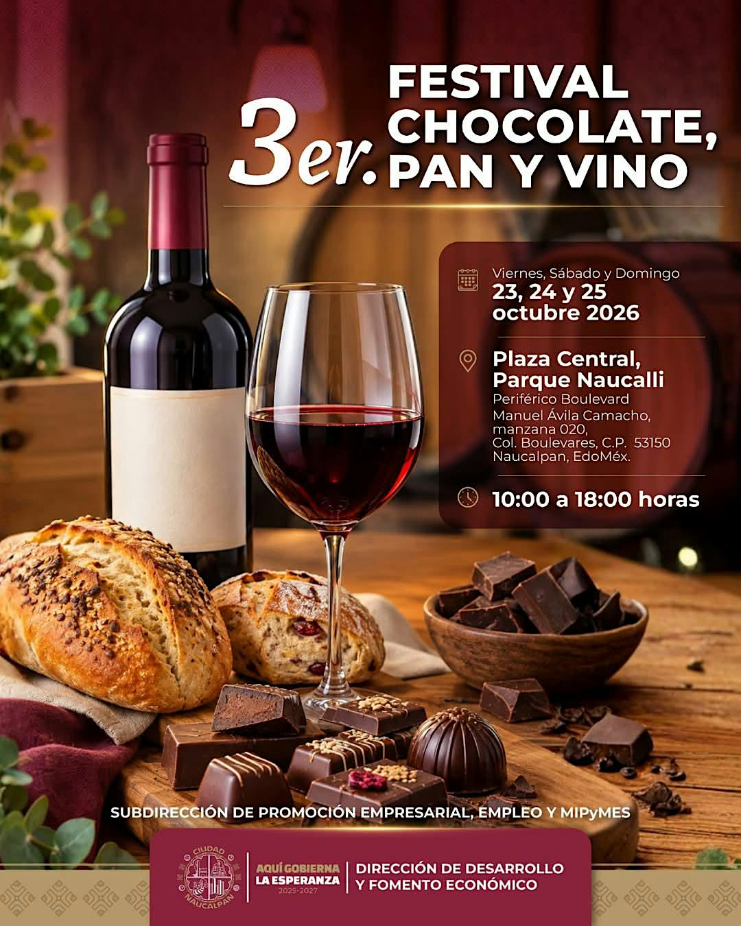 3er. FESTIVAL CHOCOLATE, PAN Y VINO EN PARQUE NAUCALLI