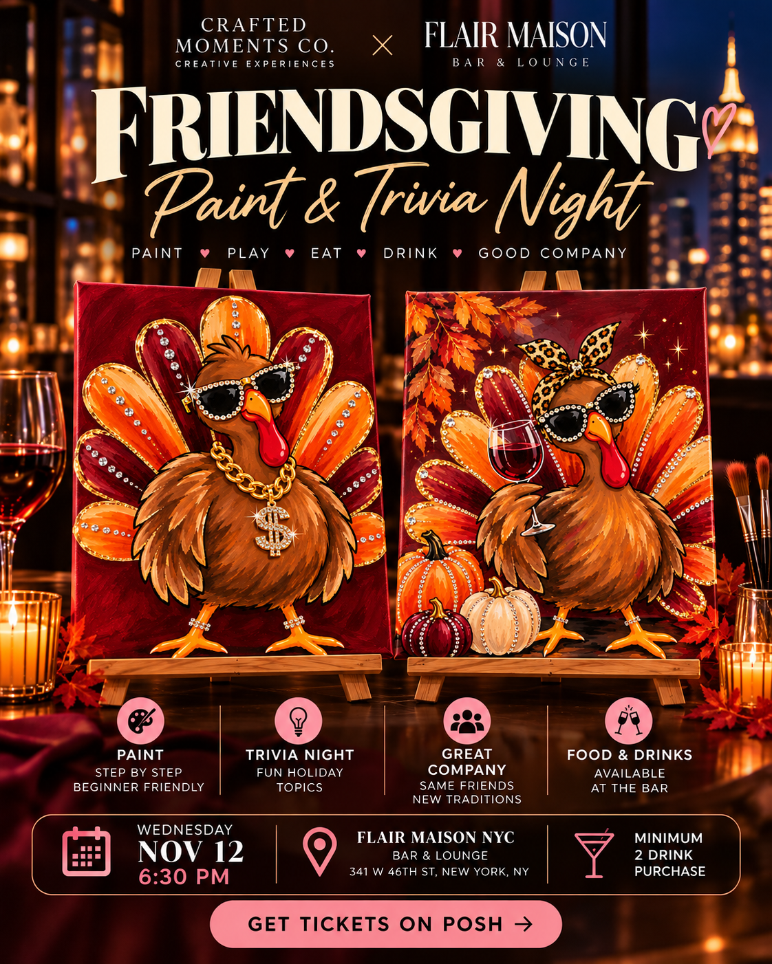 Friendsgiving: Bling, Paint & Trivia Night 💎🍷