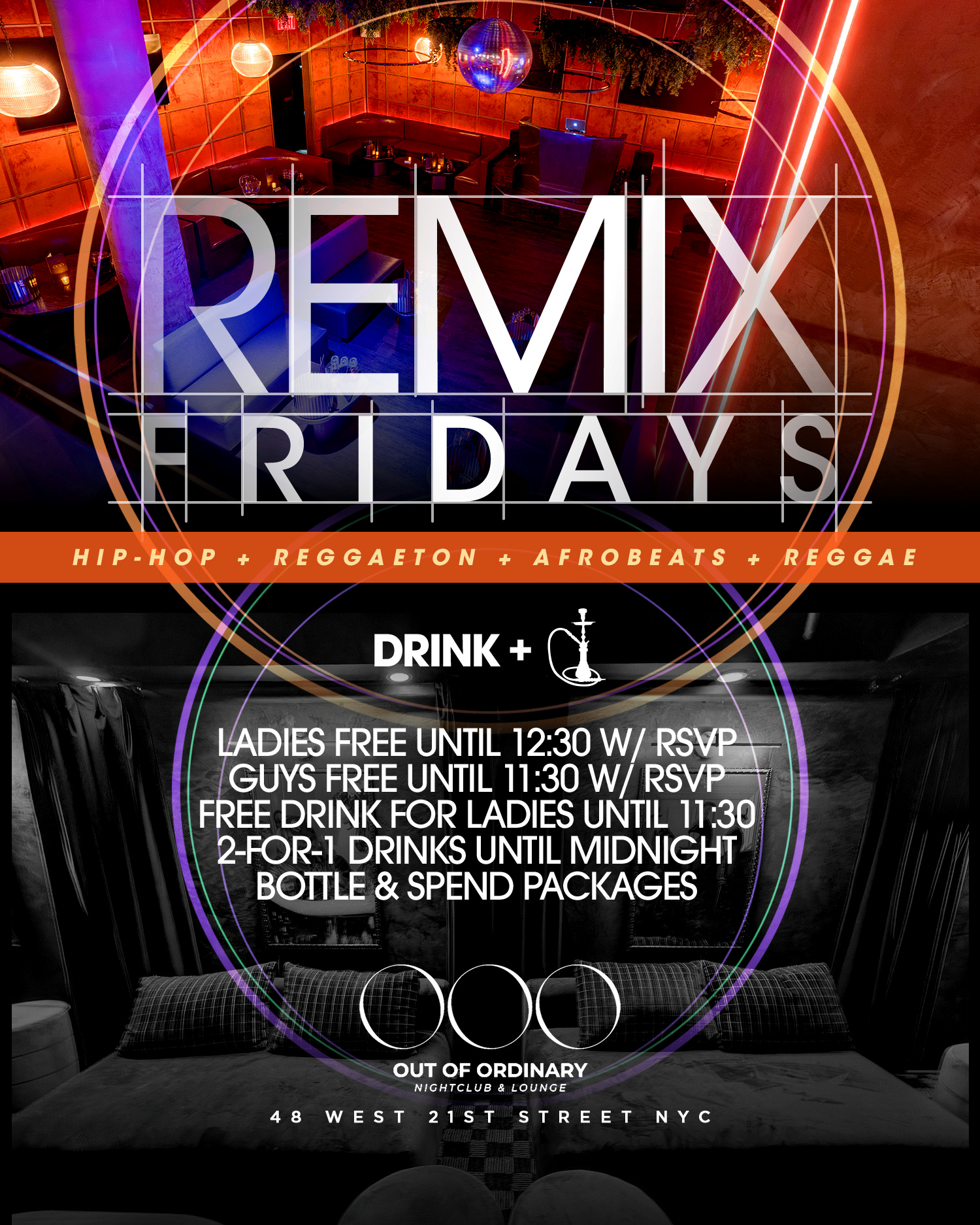 Fridays @ Out of Ordinary • Hip-Hop Reggaeton Afrobeats • FREE!