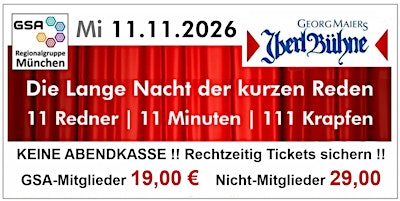 Die Lange Nacht der kurzen Reden - 11 Redner je 11 Minuten und 111 Krapfen