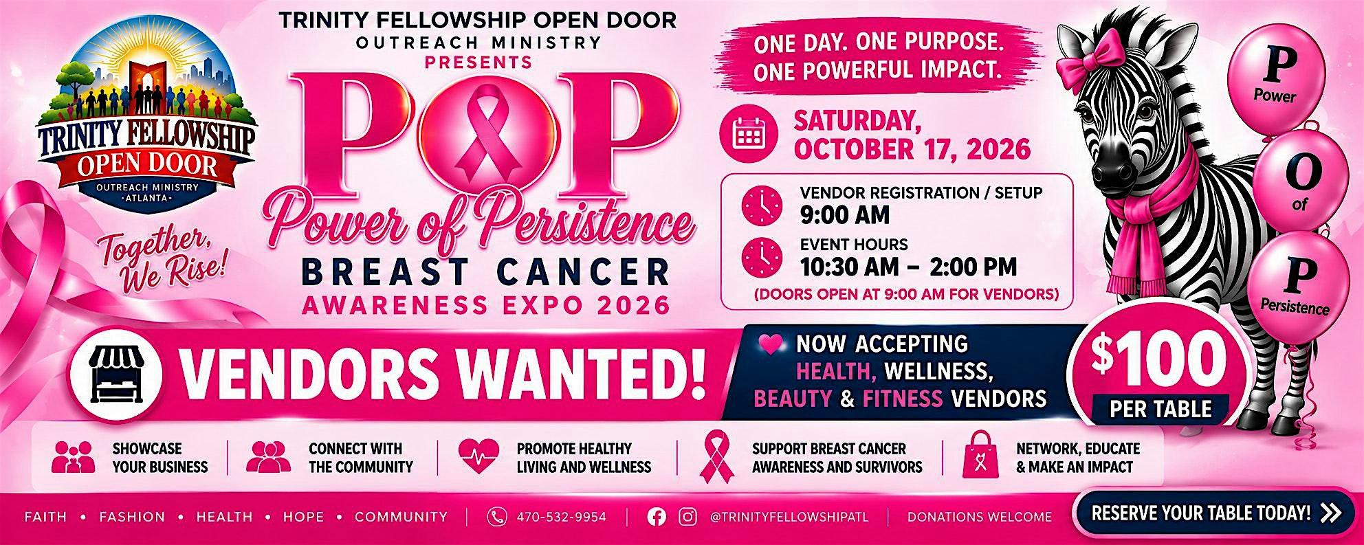 POP (Power of Persistence) Breast Cancer Awareness Expo 2026 - Vendors