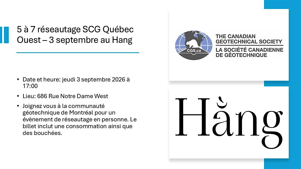 5 à 7 réseautage SCG Québec Ouest  - 3 septembre au Hang