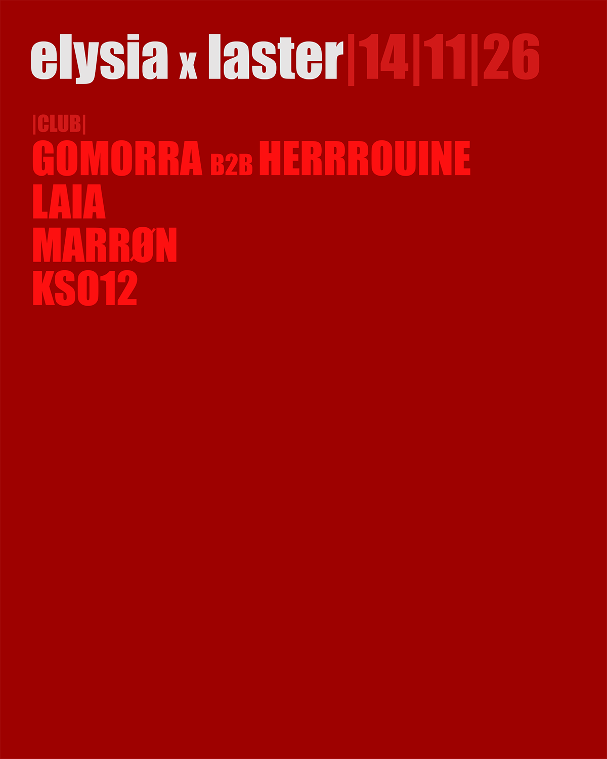 Elysia x Laster Samstag 14. November