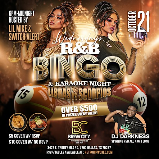 [LIBRA vs SCORPIOS] R&B BINGO + KARAOKE NIGHT  @ Brew City
