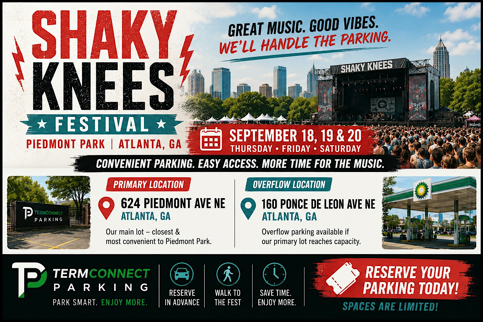 Shaky Knees Festival Parking | September 18–20