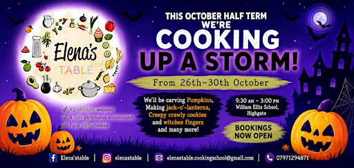 October Half-Term Cooking Camp/Highgate/ (Ages 6-14)