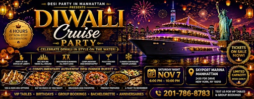 Diwali Cruise Party Desi Dinner Buffet  Saturday Night Nov 7