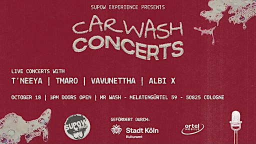 CARWASH CONCERTS mit AlbiX, T´Neeya, Vavunettha, Tmaro