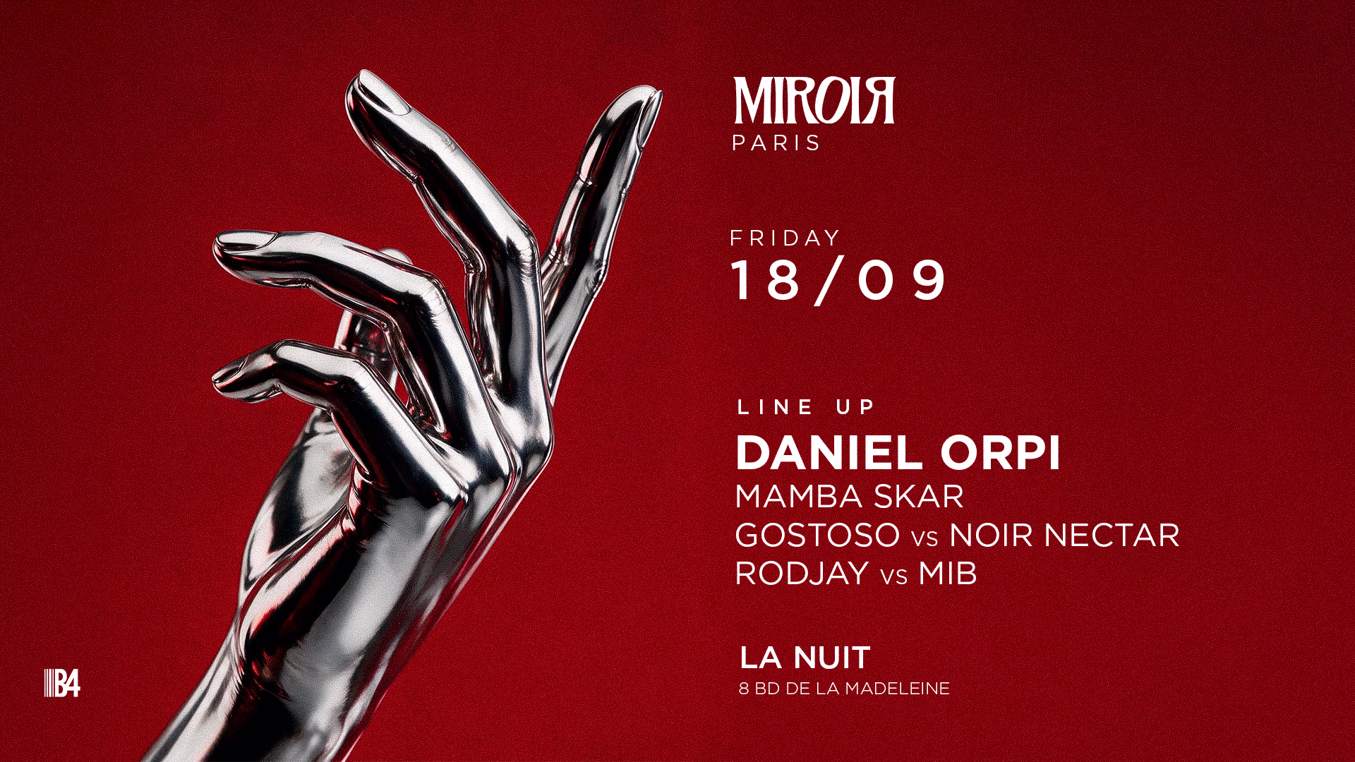 Miroir Paris : Daniel Orpi, Mamba Skar & More @ La Nuit
