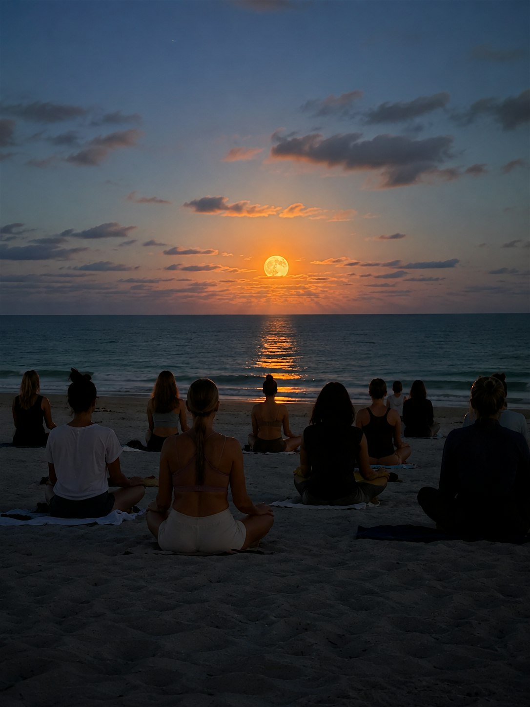 Meditación bajo la luna llena.