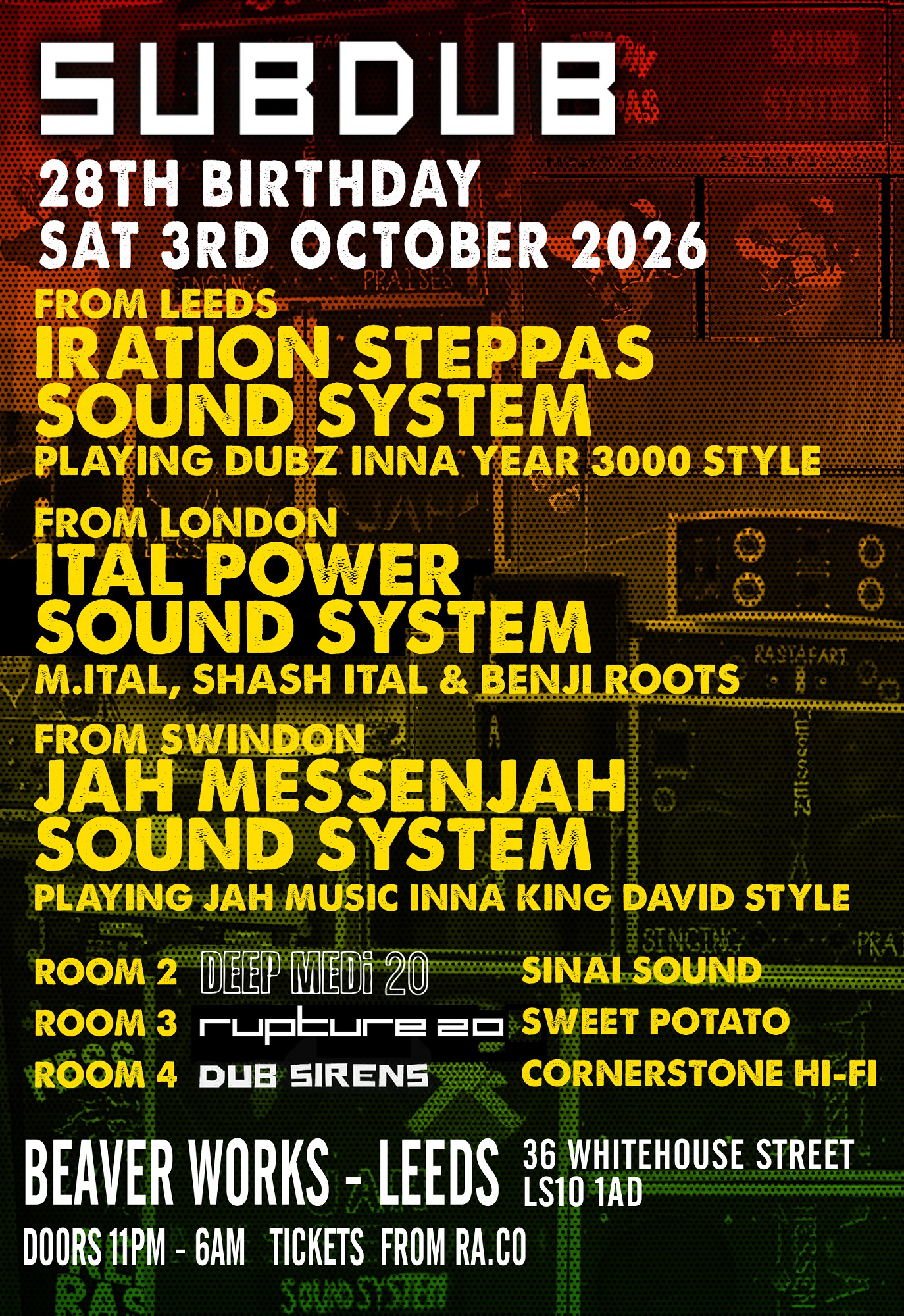 SUBDUB - 28TH BIRTHDAY / RUPTURE 20 / DEEP MEDI 20 / DUB SIRENS