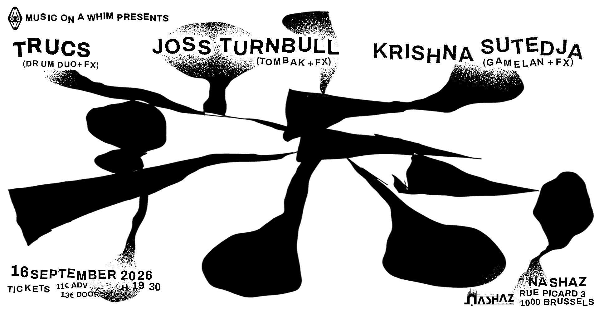 MoAW presents Percussion + FX /w TRUCS, Joss Turnbull, Krishna Sutedja