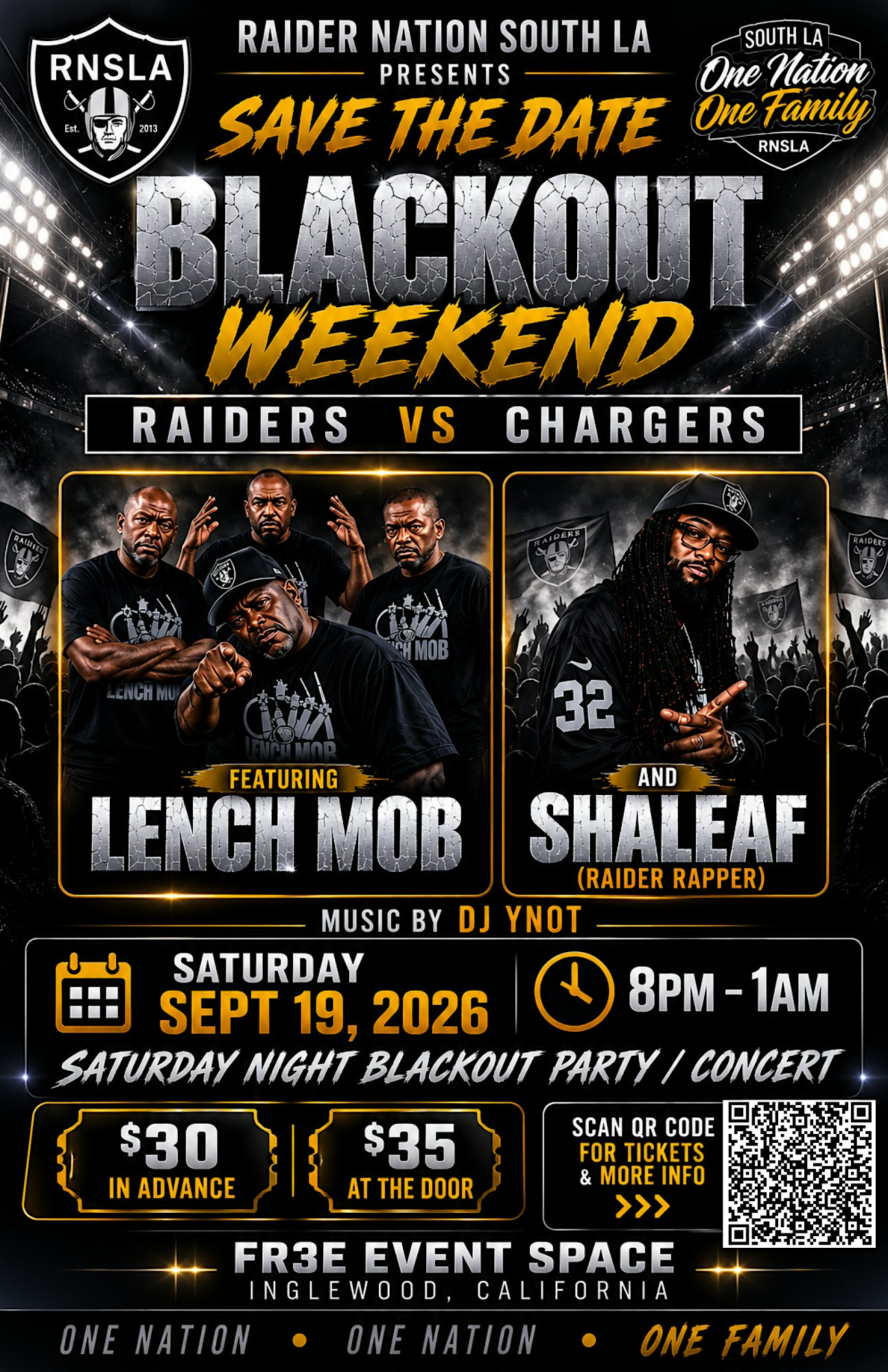 RAIDER NATION SOUTH LA PRESENTS THE ULTIMATE "BLACKOUT" WEEKEND PARTY