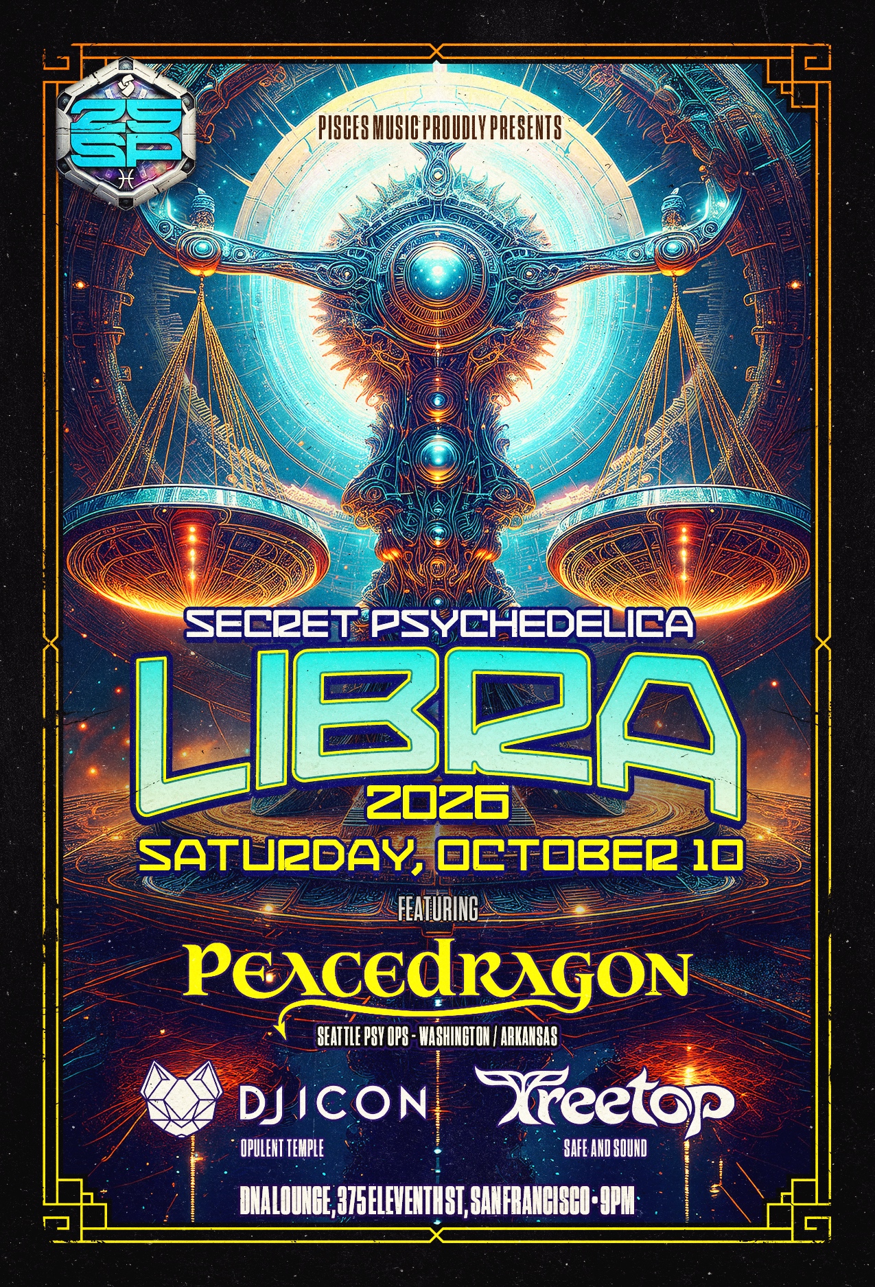 Secret Psychedelica: Libra 2026 with Peacedragon, DJ Icon, Treetop,