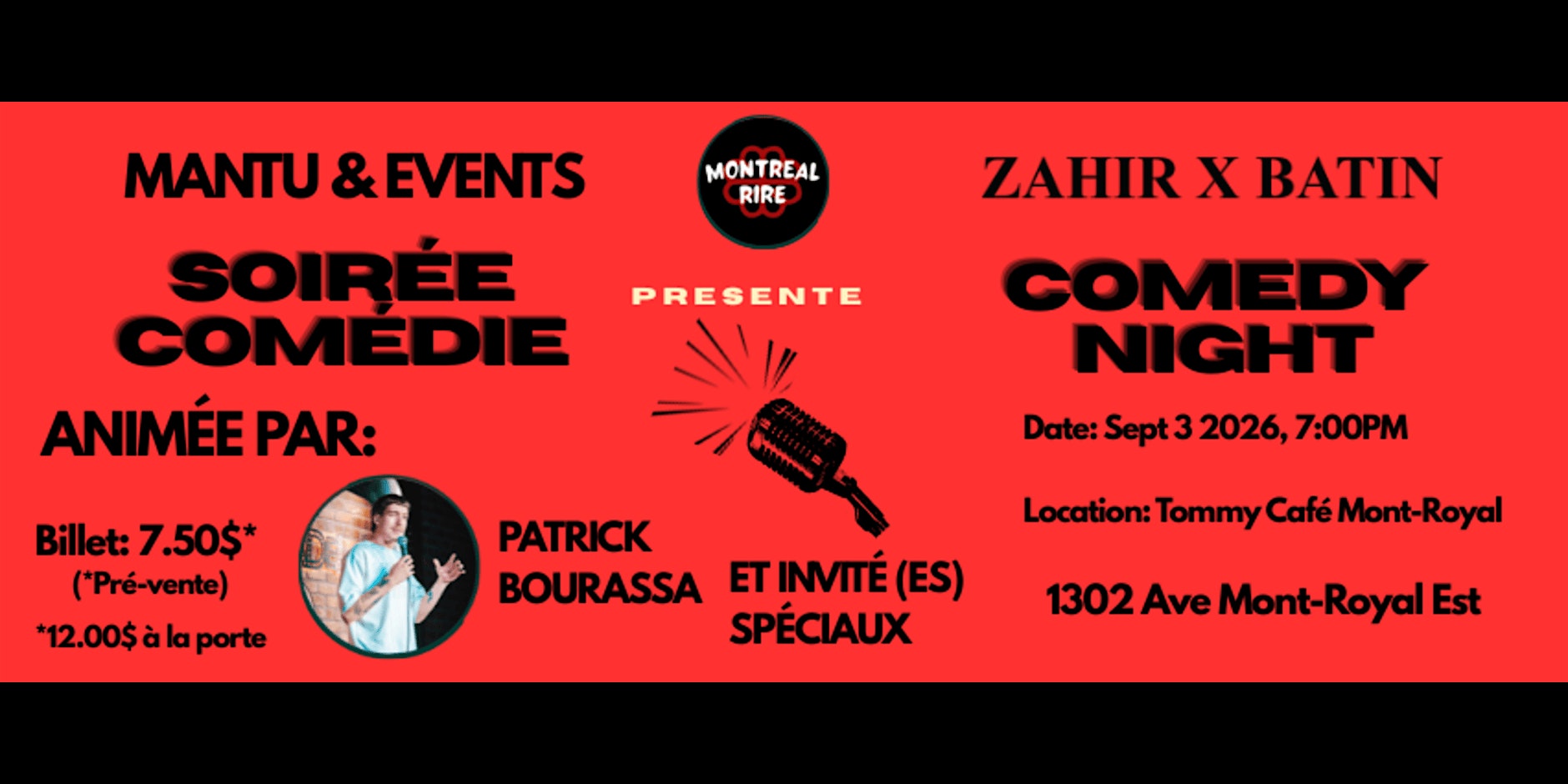 Montréal Rire : Soirée Comédie @ Tommy Café