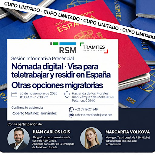 Sesión informativa sobre Visa de Nómada Digital y más opciones migratorias