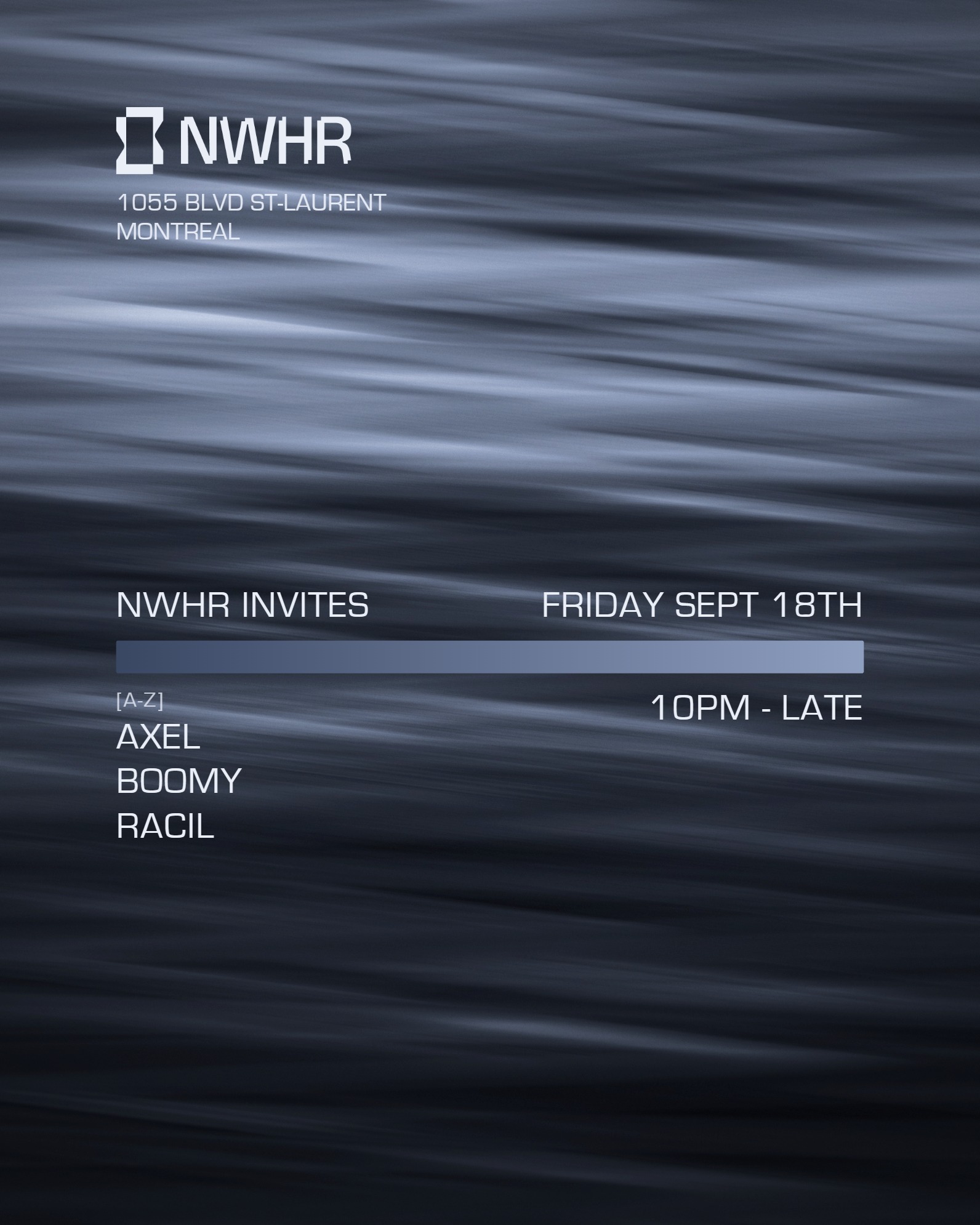 NWHR invites Axel // Boomy // Racil