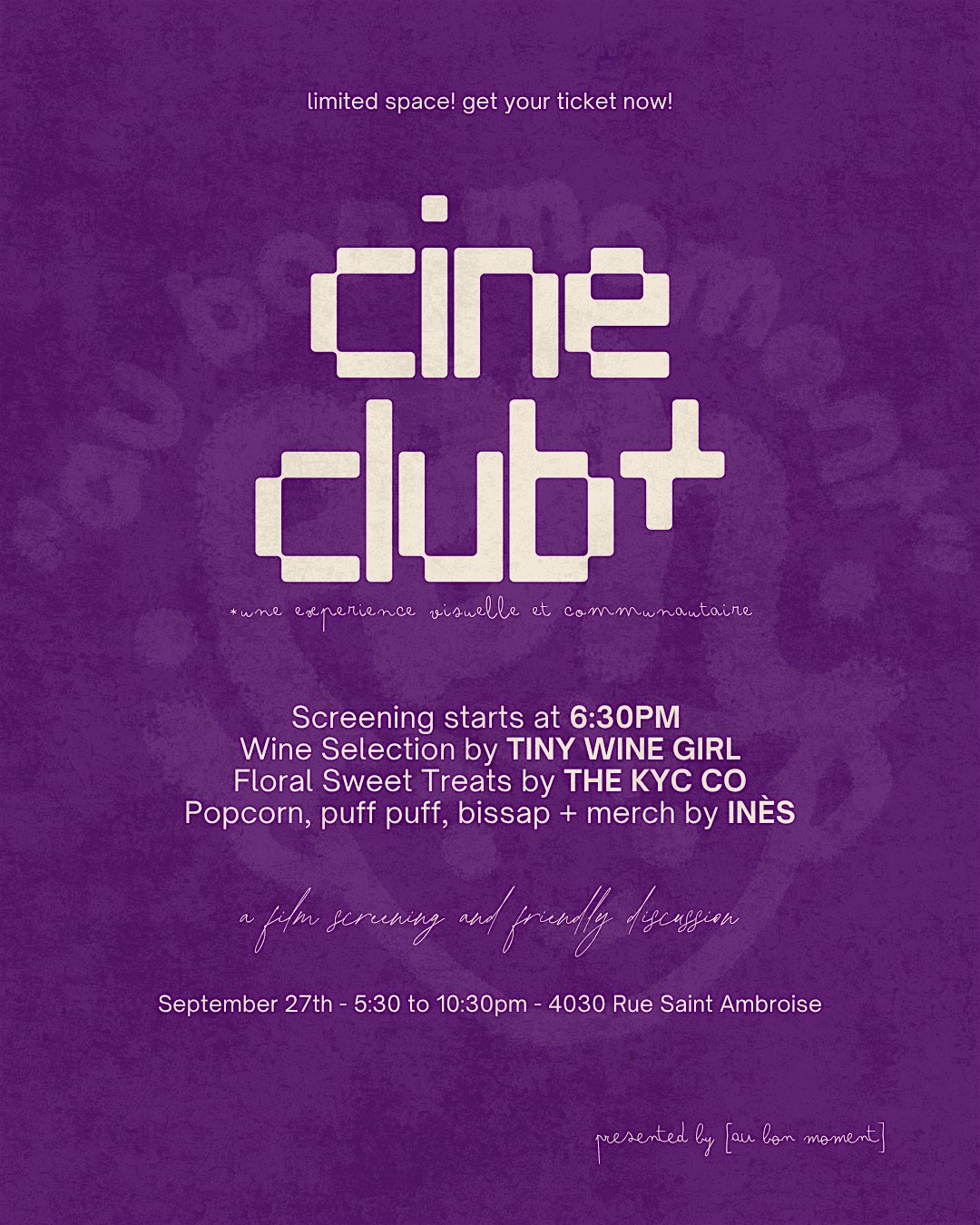 Au Bon Moment: CINÉCLUB*, third edition
