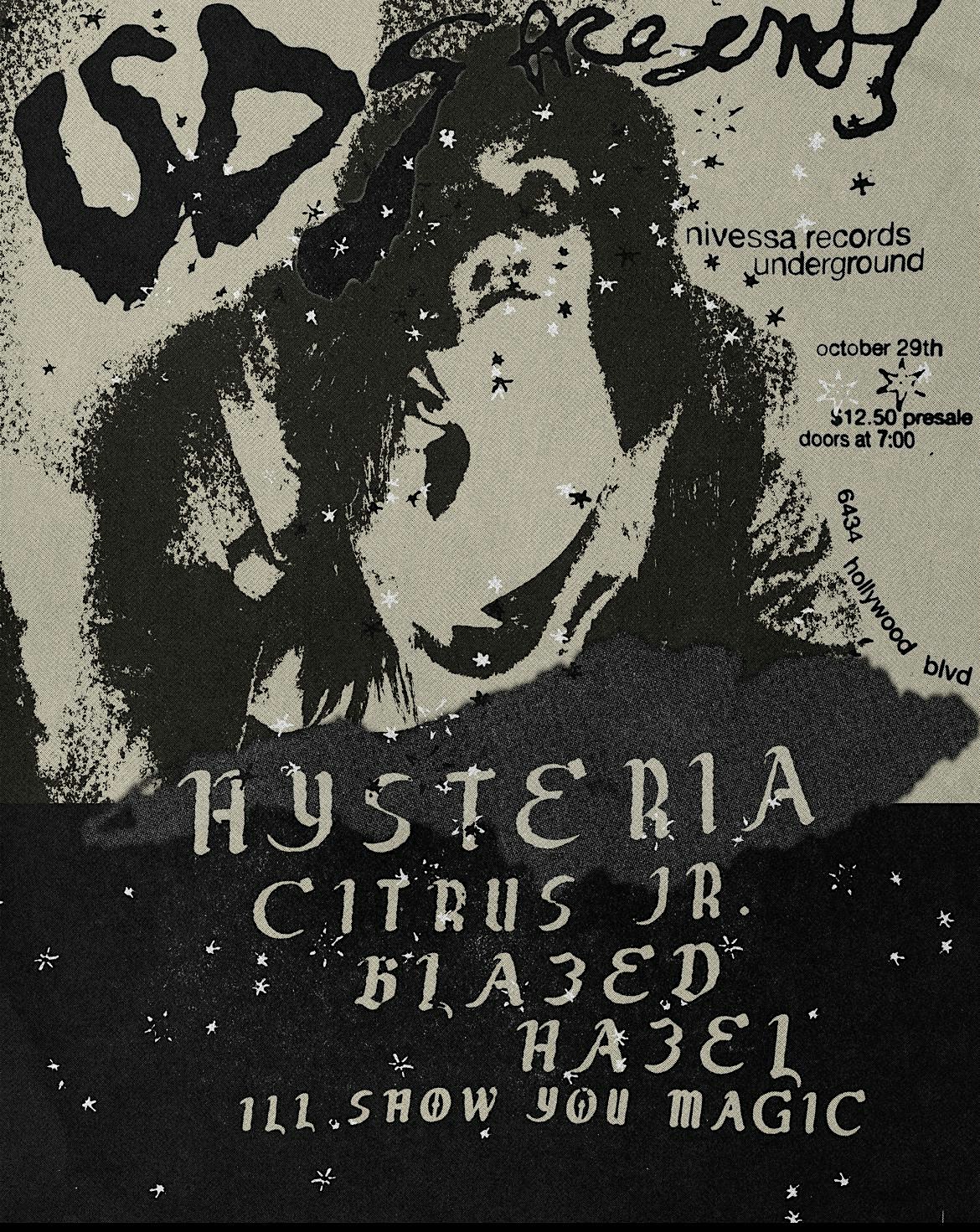 10/29 LA BASEMENT SHOW / HYSTERIA, CITRUS JR, BLAZED, HAZEL