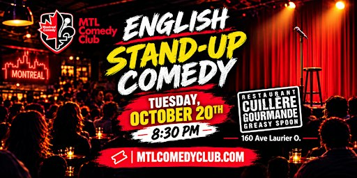 English Stand-Up Comedy in Montreal – Tuesday, October 20 at 8:30 PM