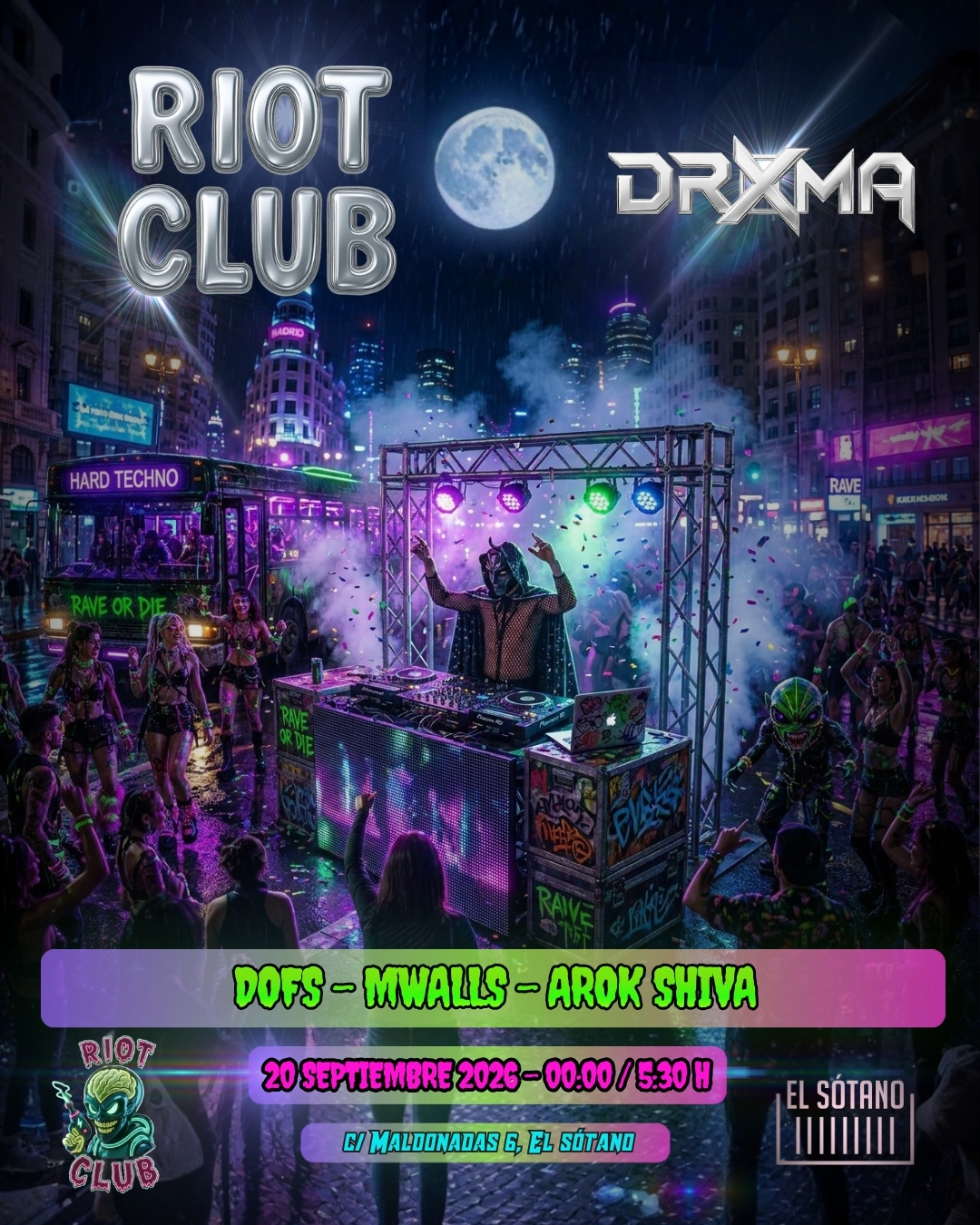 Riot invites Drøma: Dofs, Mwalls y Arok Shiva