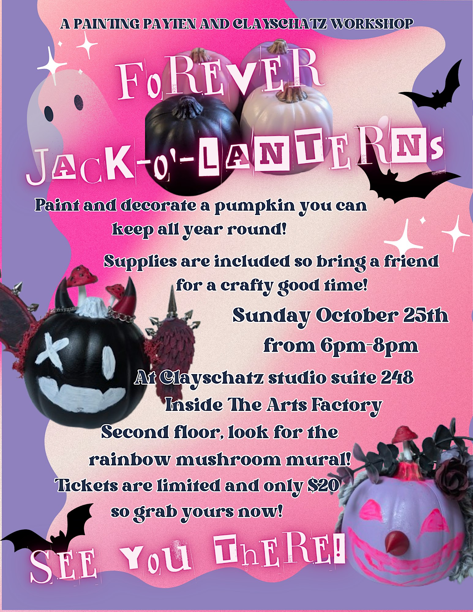 Forever jack o lanterns pumpkin decorating workshop all ages arts and craft