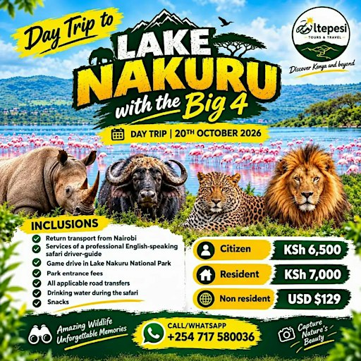LAKE NAKURU DAY TRIP – WILDLIFE, ADVENTURE & UNFORGETTABLE MEMORIES! @6500