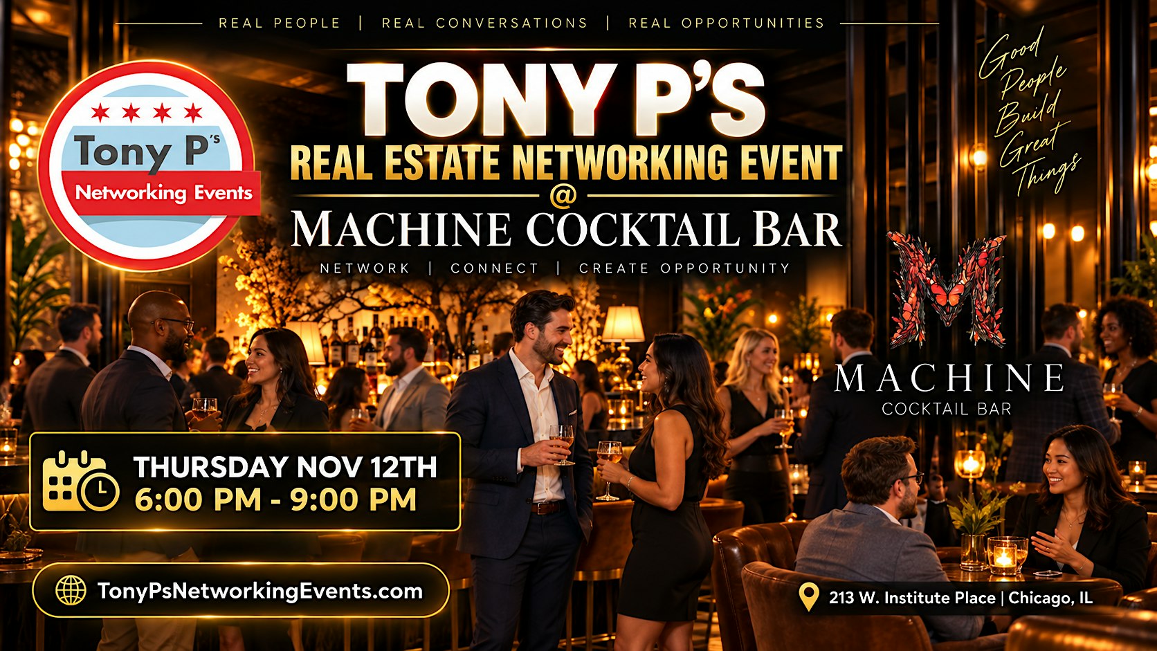 Tony P's Real Estate Networking @ Machine Cocktail Bar: Thurs November 12th