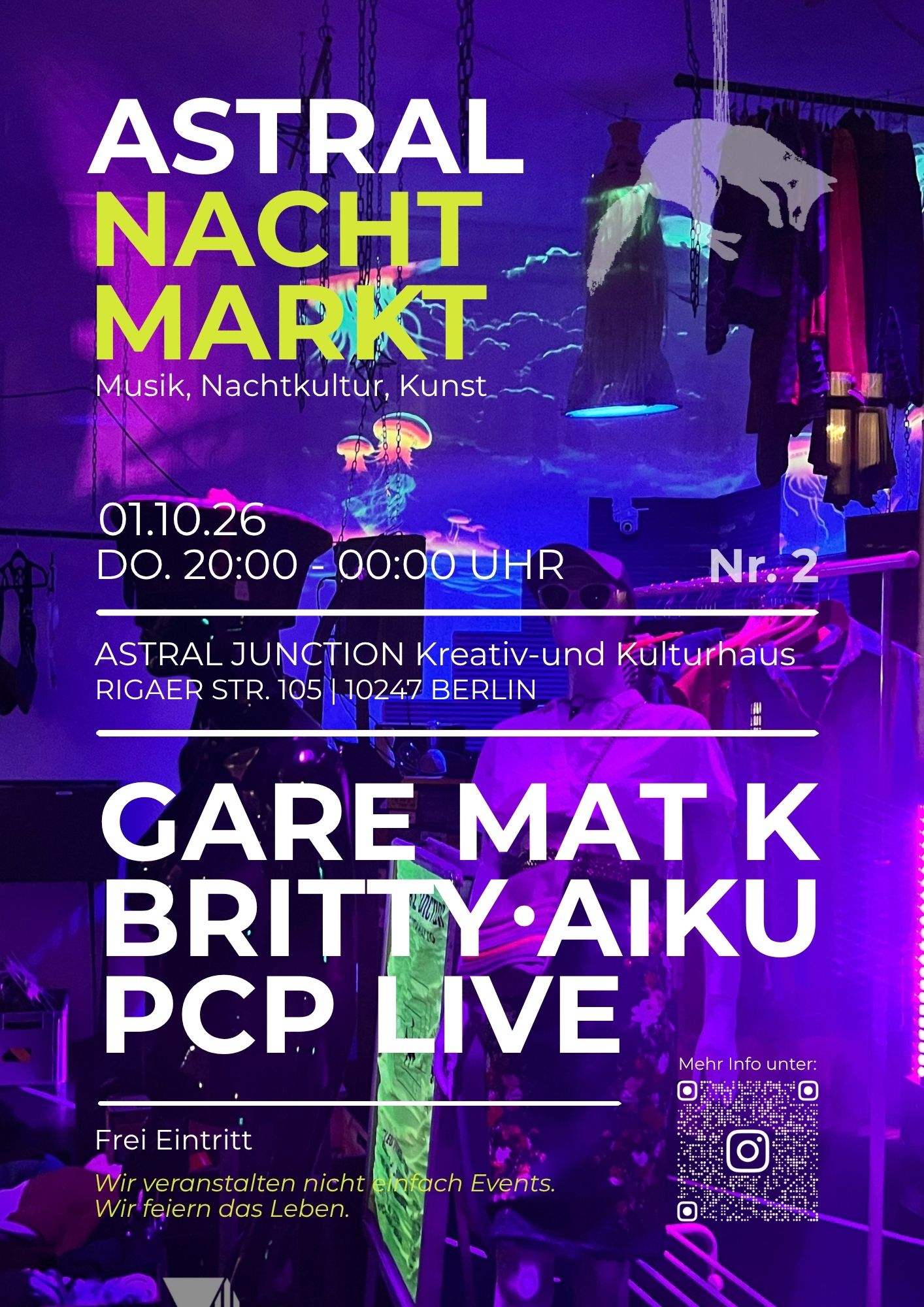 Astral Nachtmarkt Nr. 2. – Musik, Nachtkultur- und Kunst