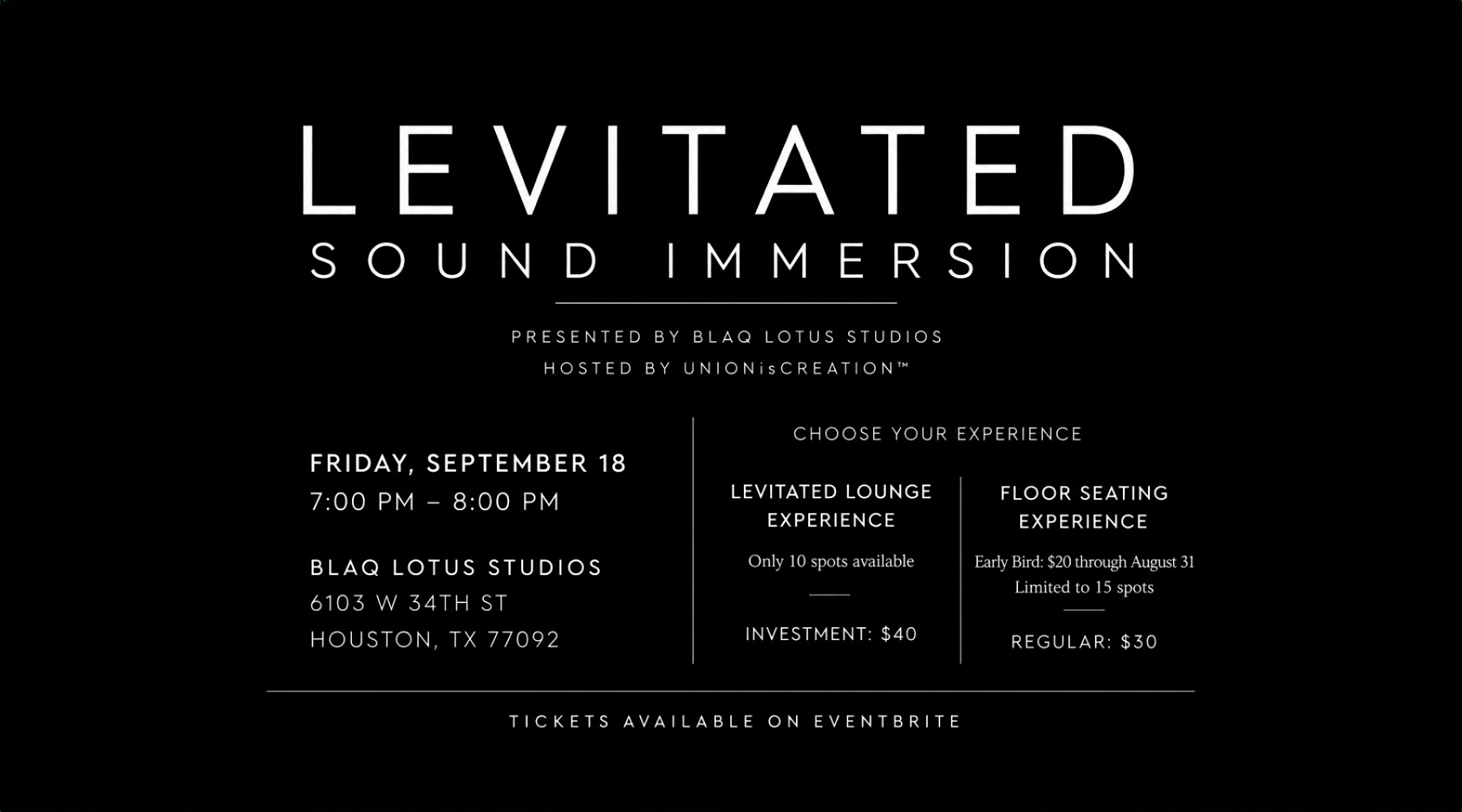 Levitated Sound Immersion Presented by Blaq Lotus Studios