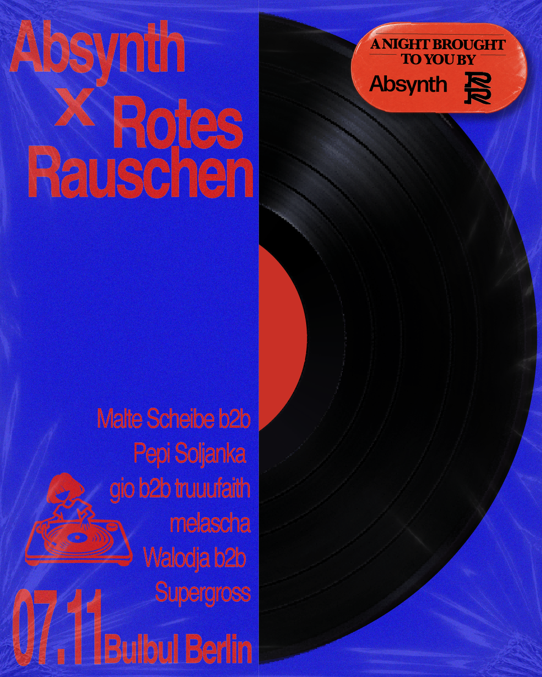 Absynth X Rotes Rauschen: Malte Scheibe b2b Pepi Soljanka, gio b2b truuufaith, melascha & More