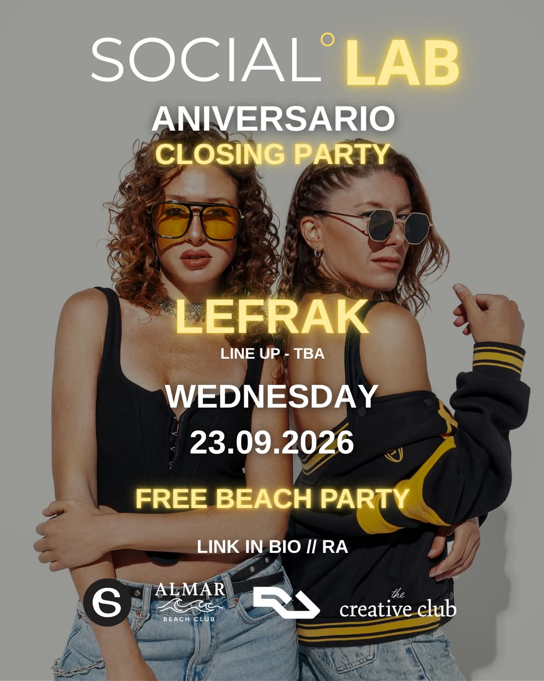 FREE BEACH PARTY OPEN AIR - ANIVERSARIO CLOSING PARTY -SOCIAL LAB SUMMER EDITION