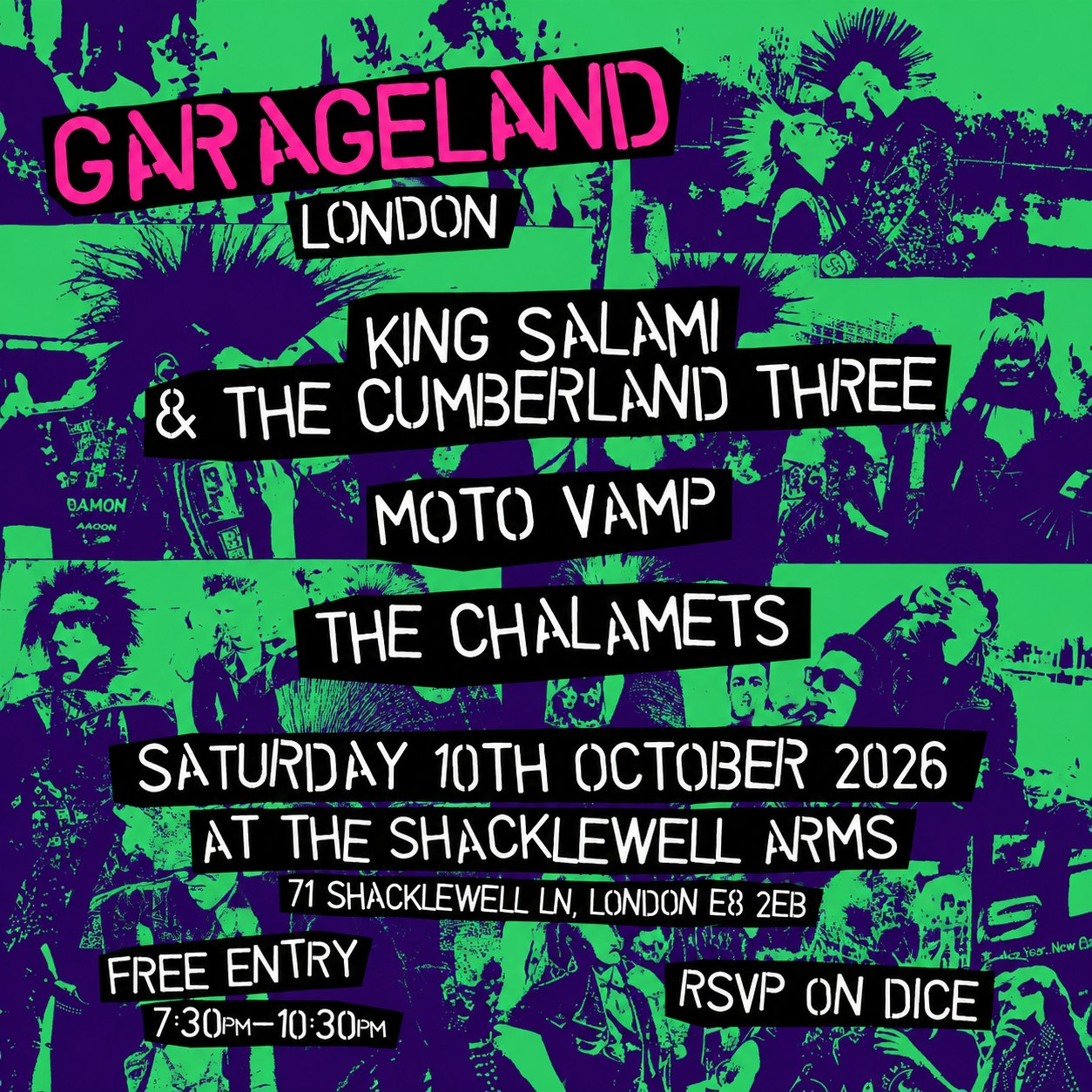 Garageland London – King Salami and the Cumberland Three, Moto Vamp, The Chalamets
