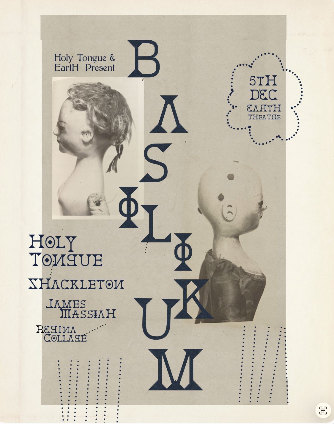 Holy Tongue, Shackleton, James Massiah, and Regina Collage