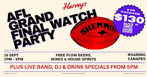 AFL Grand Final Watch Party at Harvey's Sports Bar